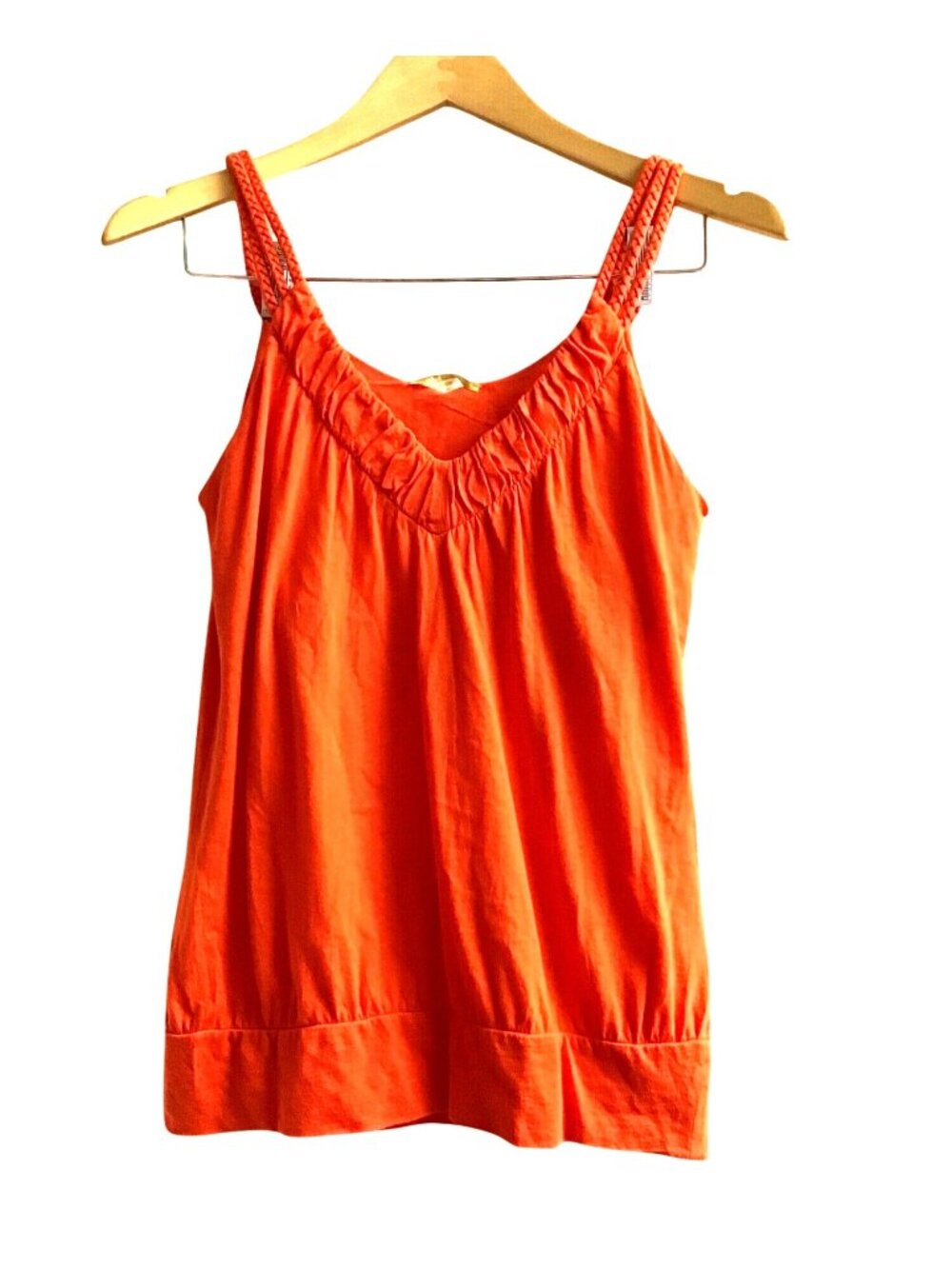 GIANNI BINI- WOMENS STAPPY V-NECK 100% COTTON ORANGE TOP SIZE X-SMALL